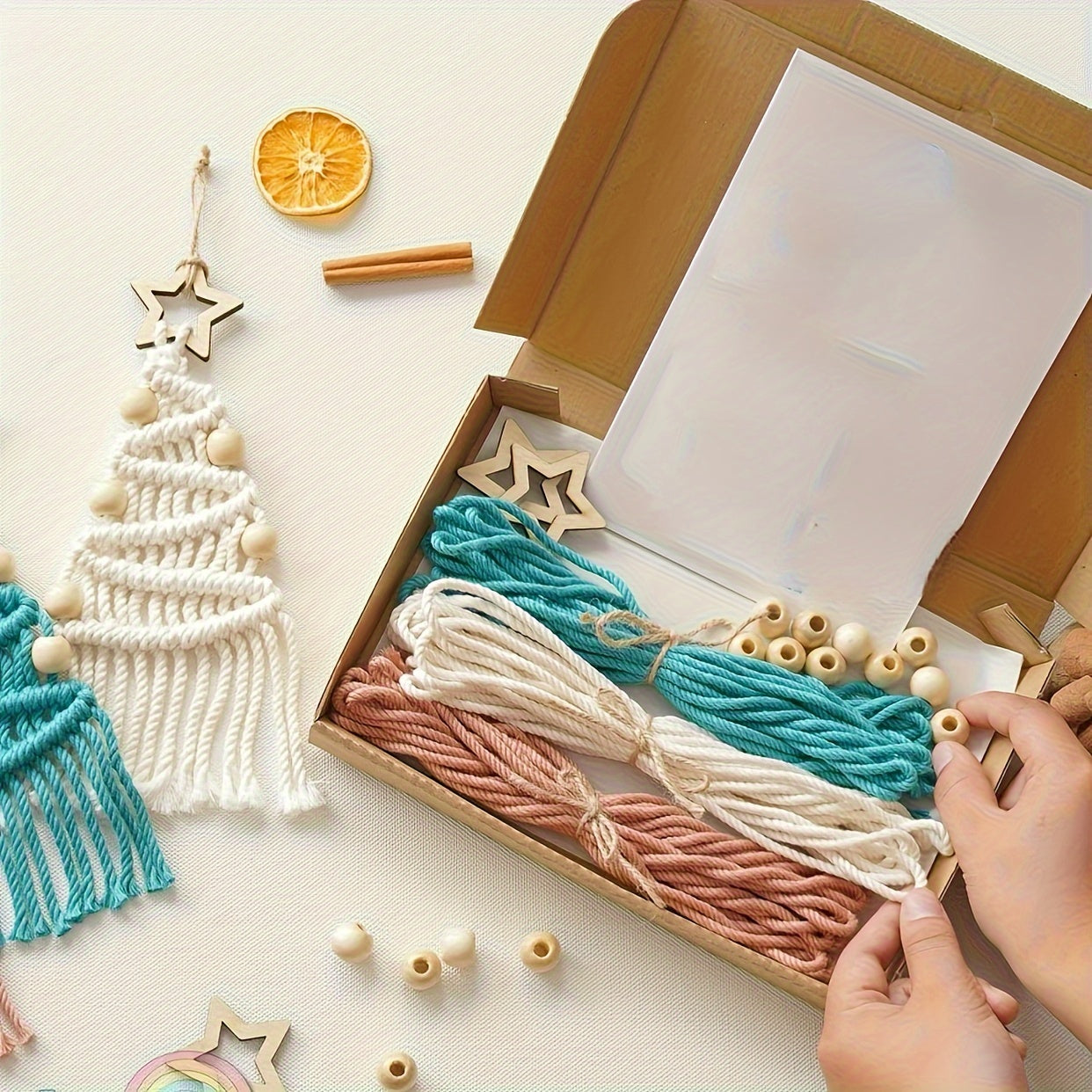 3pcs Braided Rope Christmas Tree DIY Set | Handmade Christmas Decor & Gift Set for Family & Friends