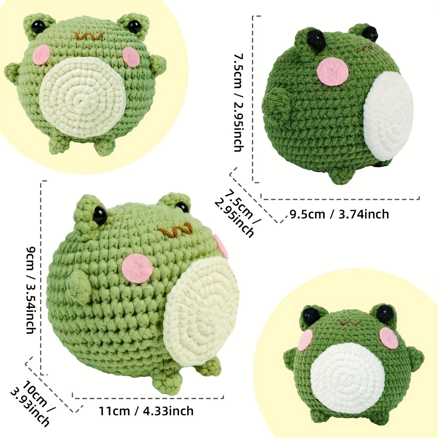 The New Crochet Material Pack Includes An English Instruction Manual, An Adult Beginner's Crochet Yarn Kit, A DIY Beginner's Frog Knitting Craft, And A Frog Doll Crochet Material Pack with A DIY School Bag Keychain And Mobile Phone Charm.