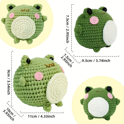 The New Crochet Material Pack Includes An English Instruction Manual, An Adult Beginner's Crochet Yarn Kit, A DIY Beginner's Frog Knitting Craft, And A Frog Doll Crochet Material Pack with A DIY School Bag Keychain And Mobile Phone Charm.