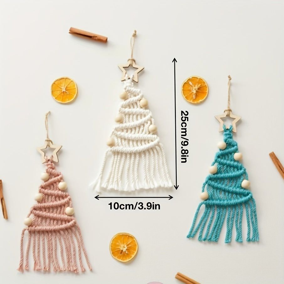 3pcs Braided Rope Christmas Tree DIY Set | Handmade Christmas Decor & Gift Set for Family & Friends