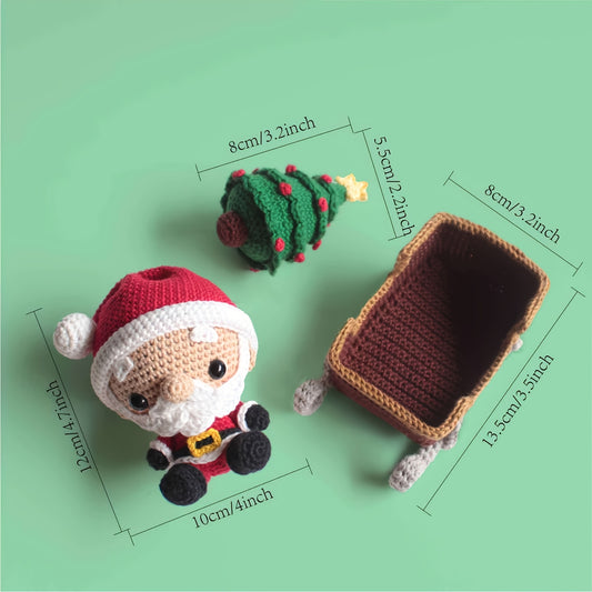 1 Material Kit, Sledge + Christmas Tree for Seniors, Beginner Crochet Kit for Adults Handmade DIY Knitting Supplies.