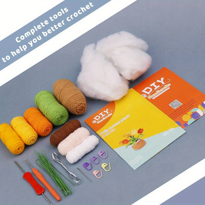 Crochet kit for Beginners Adults and Kids Knitting Flower and Plant for Starter Lovers Learn How to with Step- by- Step Video Tutorial for DIY Kits