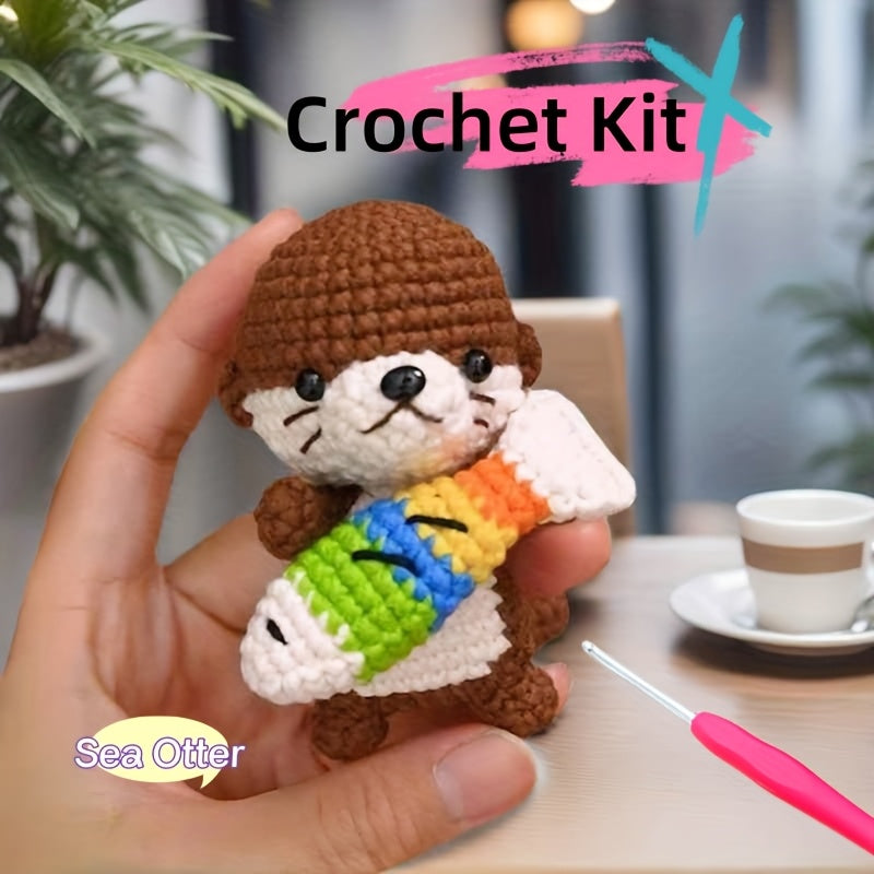 1 Set Of Beginner Crochet Kit for A Sea Otter, Beginner Friendly, Including English Instructional Video, Adult Crochet Kit, Birthday Gifts, Party Gifts, Christmas Gifts