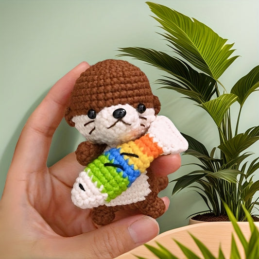 1 Set Of Beginner Crochet Kit for A Sea Otter, Beginner Friendly, Including English Instructional Video, Adult Crochet Kit, Birthday Gifts, Party Gifts, Christmas Gifts