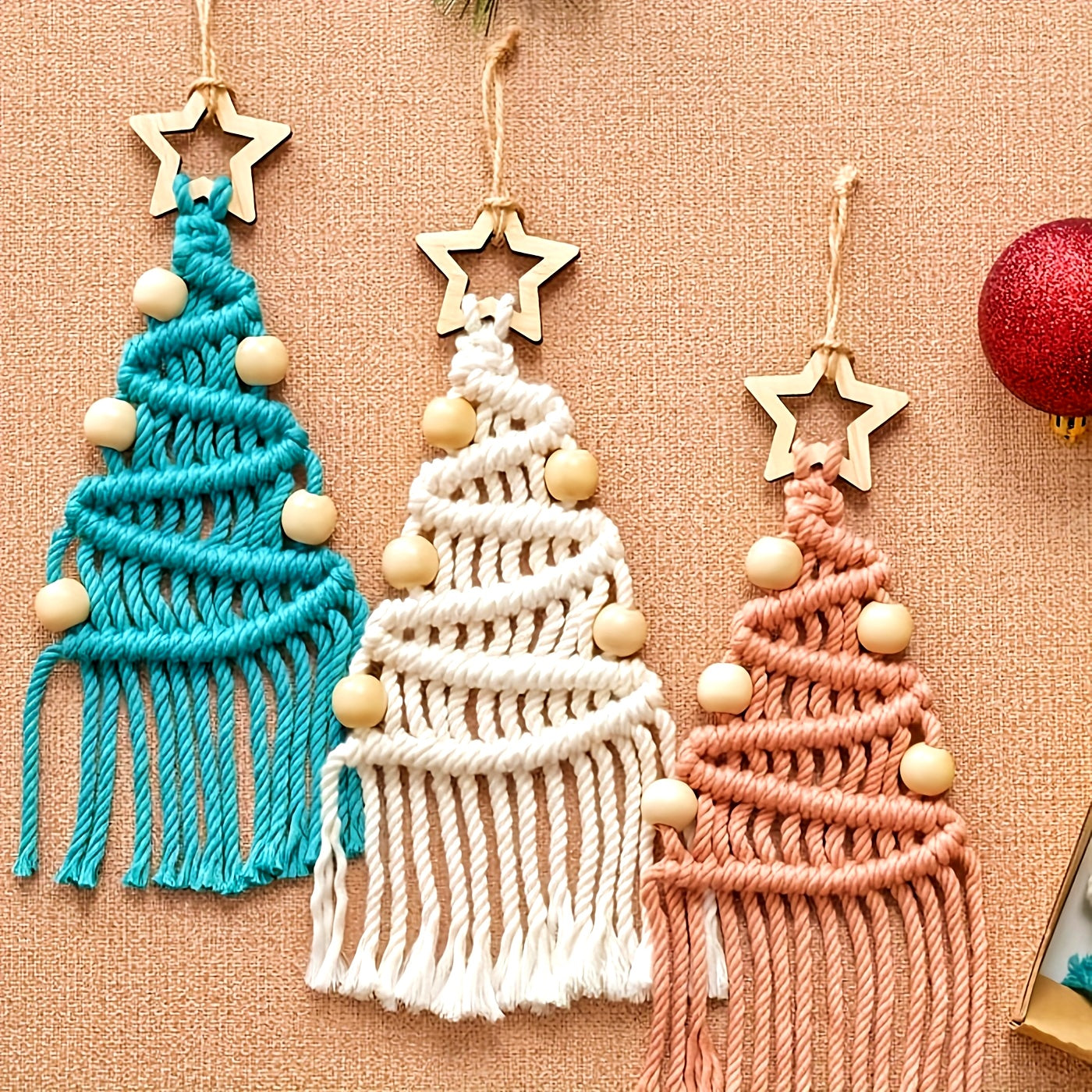 3pcs Braided Rope Christmas Tree DIY Set | Handmade Christmas Decor & Gift Set for Family & Friends