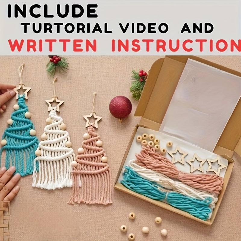 3pcs Braided Rope Christmas Tree DIY Set | Handmade Christmas Decor & Gift Set for Family & Friends