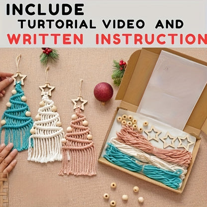 3pcs Braided Rope Christmas Tree DIY Set | Handmade Christmas Decor & Gift Set for Family & Friends