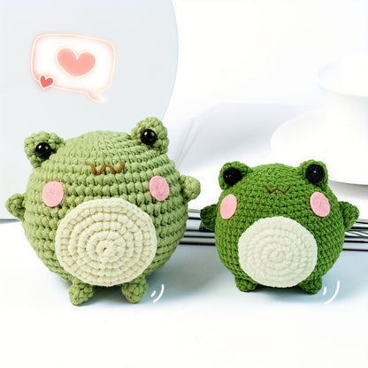 The New Crochet Material Pack Includes An English Instruction Manual, An Adult Beginner's Crochet Yarn Kit, A DIY Beginner's Frog Knitting Craft, And A Frog Doll Crochet Material Pack with A DIY School Bag Keychain And Mobile Phone Charm.