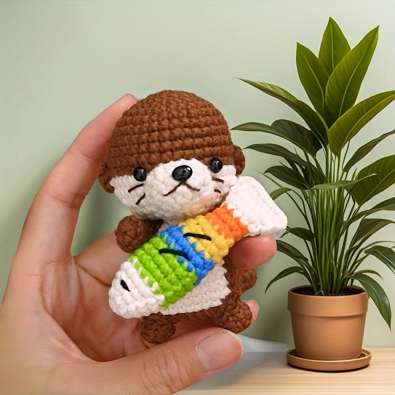 1 Set Of Beginner Crochet Kit for A Sea Otter, Beginner Friendly, Including English Instructional Video, Adult Crochet Kit, Birthday Gifts, Party Gifts, Christmas Gifts