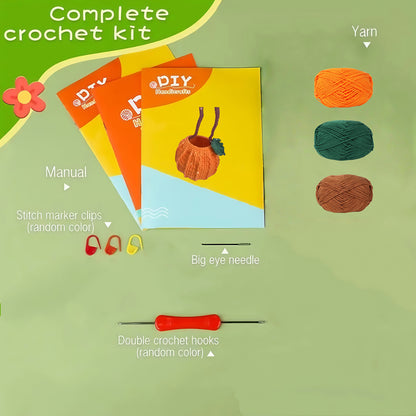 Crochet Kit Halloween Pumpkin Bag Crochet Kit - Step-by-Step Video & Instructions, Trick Or Treat Tote. Beginner Friendly. Cute Daily Use Handbag.