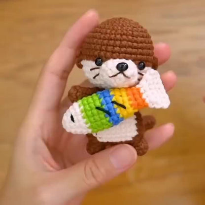 1 Set Of Beginner Crochet Kit for A Sea Otter, Beginner Friendly, Including English Instructional Video, Adult Crochet Kit, Birthday Gifts, Party Gifts, Christmas Gifts